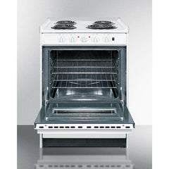 Summit 24" Wide Electric Coil Top Range with 4 Elements, 2.92 cu. ft. Total Oven Capacity, Storage Drawer, ADA Compliant, Storage Drawer - WEM610R - The Home Selection