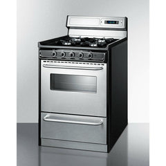 Summit 24" Wide Gas Range, Open Burners with 2.9 cu. ft. Capacity, 4 Sealed Burners, High Output Burner, Broiler Compartment, Recessed Top - TNM6 - The Home Selection