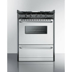 Summit 24" Wide Gas Range, Open Burners with 2.9 cu. ft. Capacity, 4 Sealed Burners, High Output Burner, Broiler Compartment, Recessed Top - TNM6 - The Home Selection