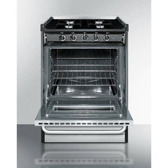 Summit 24" Wide Gas Range, Open Burners with 2.9 cu. ft. Capacity, 4 Sealed Burners, High Output Burner, Broiler Compartment, Recessed Top - TNM6 - The Home Selection