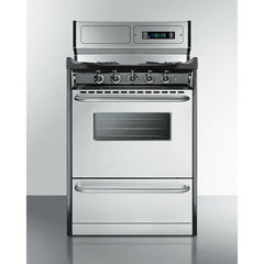 Summit 24" Wide Gas Range, Open Burners with 2.9 cu. ft. Capacity, 4 Sealed Burners, High Output Burner, Broiler Compartment, Recessed Top - TNM6 - The Home Selection