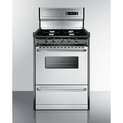 Summit 24" Wide Gas Range, Open Burners with 2.9 cu. ft. Capacity, 4 Sealed Burners, High Output Burner, Broiler Compartment, Recessed Top - TNM6 - The Home Selection