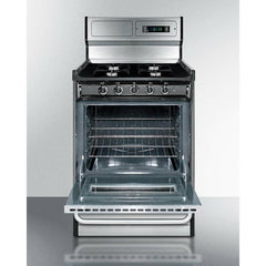 Summit 24" Wide Gas Range, Open Burners with 2.9 cu. ft. Capacity, 4 Sealed Burners, High Output Burner, Broiler Compartment, Recessed Top - TNM6 - The Home Selection