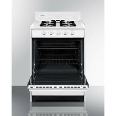 Summit 24" Wide Gas Range with 4 Open Burners, 2.92 cu ft Oven, Broiler Drawer, Electronic Ignition, Porcelain Construction - WNM610 - The Home Selection
