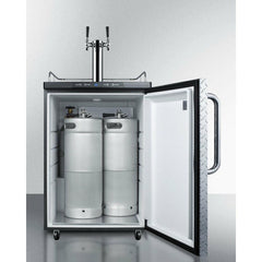 Summit 24" Wide Kegerator Freestanding Beer Dispenser with 1 Half-Barrel Capacity, Digital Thermostat, Automatic Defrost, Dual Tap Kit - SBC635MDPLTWIN - The Home Selection