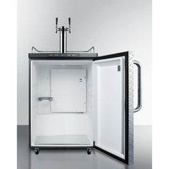 Summit 24" Wide Kegerator Freestanding Beer Dispenser with 1 Half-Barrel Capacity, Digital Thermostat, Automatic Defrost, Dual Tap Kit - SBC635MDPLTWIN - The Home Selection