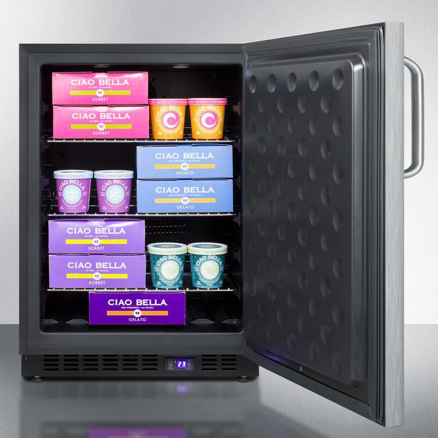 Summit 24" Wide Outdoor All-Freezer with 4.72 cu.ft. Capacity, Right Hinge, Frost Free Defrost, Digital Thermostat, Factory Installed Lock, CFC Free - SPFF51OSSS - The Home Selection