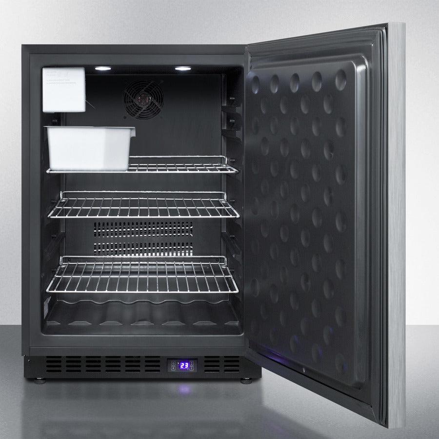 Summit 24" Wide Outdoor All-Freezer With Icemaker (Panel Not Included) with 4.72 cu.ft. Capacity, Right Hinge, Frost Free Defrost, Ice Maker, Digital Thermostat, Factory Installed Lock - SPFF51OS - The Home Selection