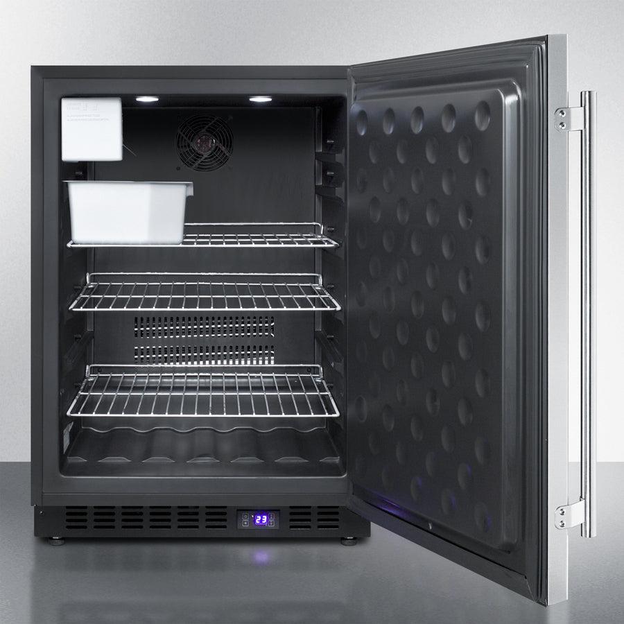 Summit 24" Wide Outdoor All-Freezer With Icemaker (Panel Not Included) with 4.72 cu.ft. Capacity, Right Hinge, Frost Free Defrost, Ice Maker, Digital Thermostat, Factory Installed Lock - SPFF51OS - The Home Selection