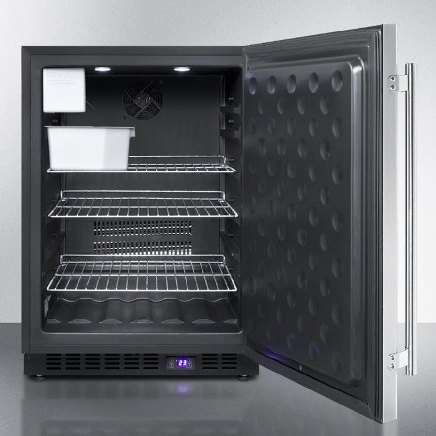 Summit 24" Wide Outdoor All-Freezer With Icemaker (Panel Not Included) with 4.72 cu.ft. Capacity, Right Hinge, Frost Free Defrost, Ice Maker, Digital Thermostat, Factory Installed Lock - SPFF51OS - The Home Selection