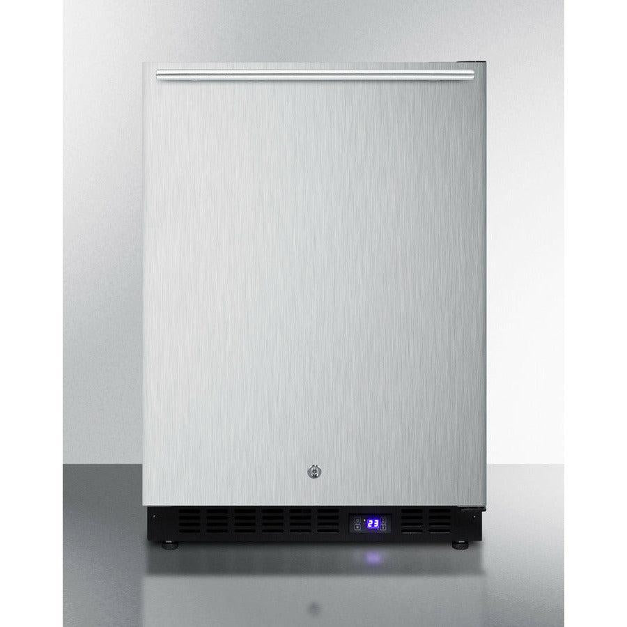 Summit 24" Wide Outdoor All-Freezer With Icemaker with 4.72 cu.ft. Capacity, Right Hinge, Frost Free Defrost, Ice Maker, Digital Thermostat, Factory Installed Lock - SPFF51OSSS - The Home Selection