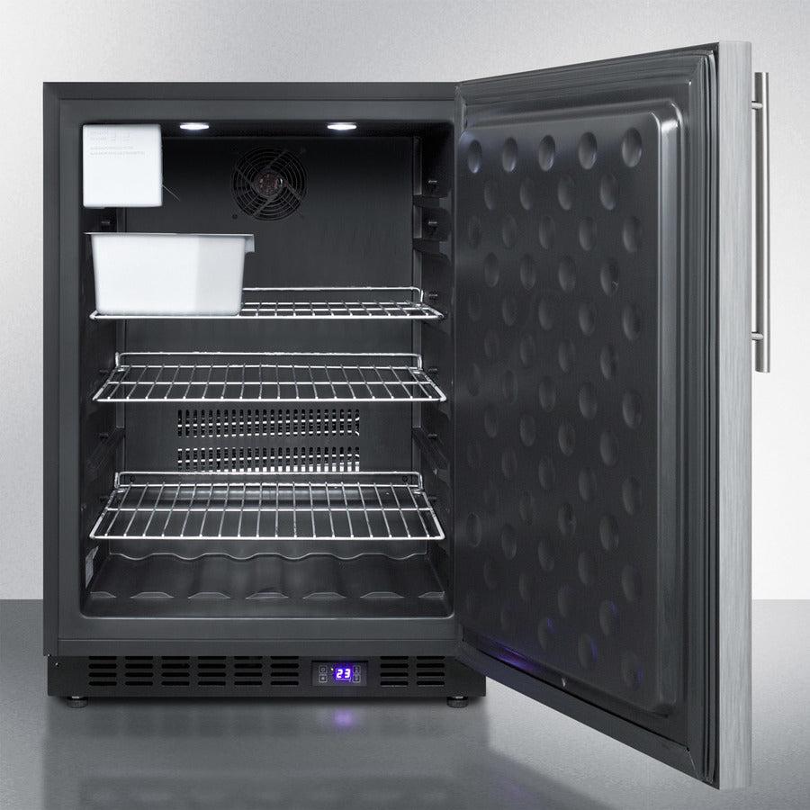 Summit 24" Wide Outdoor All-Freezer With Icemaker with 4.72 cu.ft. Capacity, Right Hinge, Frost Free Defrost, Ice Maker, Digital Thermostat, Factory Installed Lock - SPFF51OSSS - The Home Selection