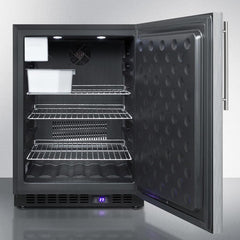 Summit 24" Wide Outdoor All-Freezer With Icemaker with 4.72 cu.ft. Capacity, Right Hinge, Frost Free Defrost, Ice Maker, Digital Thermostat, Factory Installed Lock - SPFF51OSSS - The Home Selection