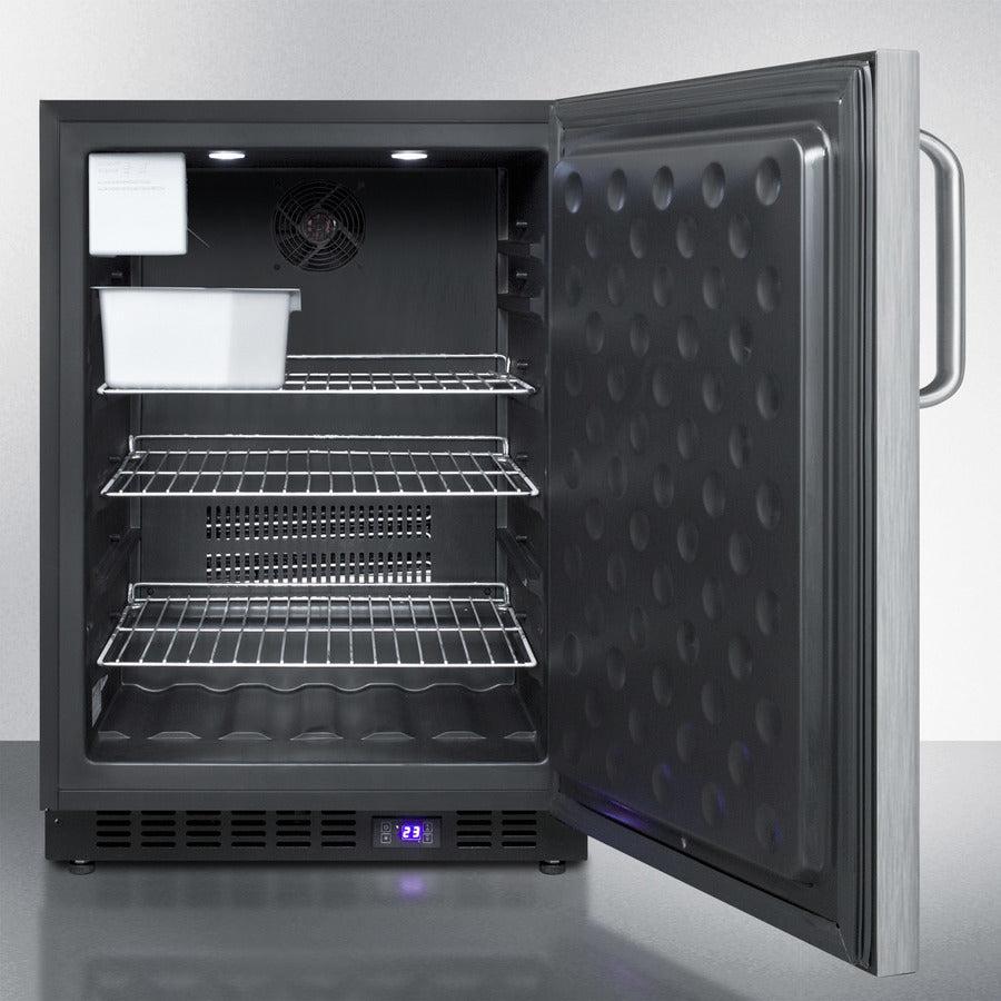 Summit 24" Wide Outdoor All-Freezer With Icemaker with 4.72 cu.ft. Capacity, Right Hinge, Frost Free Defrost, Ice Maker, Digital Thermostat, Factory Installed Lock - SPFF51OSSS - The Home Selection