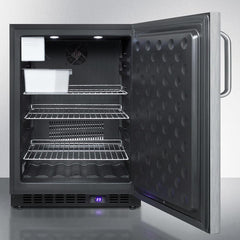Summit 24" Wide Outdoor All-Freezer With Icemaker with 4.72 cu.ft. Capacity, Right Hinge, Frost Free Defrost, Ice Maker, Digital Thermostat, Factory Installed Lock - SPFF51OSSS - The Home Selection