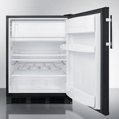 Summit 24" Wide Refrigerator-Freezer, ADA Compliant with 5.1 cu. ft. Capacity, 2 Glass Shelves, Right Hinge, Crisper Drawer, Cycle Defrost, ADA Compliant, Adjustable Glass Shelves, Adjustable Thermostat - CT663BKADA - The Home Selection