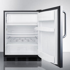 Summit 24" Wide Refrigerator-Freezer, ADA Compliant with 5.1 cu. ft. Capacity, 2 Glass Shelves, Right Hinge, Crisper Drawer, Cycle Defrost, Cycle Defrost, Adjustable Glass Shelves, Adjustable Thermostat, - CT663BKSSTBADA - The Home Selection
