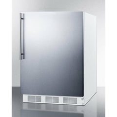 Summit 24" Wide Refrigerator-Freezer, ADA Compliant with 5.1 cu. ft. Capacity, 2 Glass Shelves, Right Hinge with Reversible Doors, Crisper Drawer, Cycle Defrost, ADA Compliant, Adjustable Glass Shelves, Adjustable Thermostat, CFC Free - CT661WSSH - The Home Selection