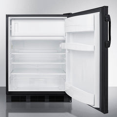 Summit 24" Wide Refrigerator-Freezer, ADA Compliant with 5.1 cu. ft. Capacity, 2 Wire Shelves, Right Hinge with Reversible Doors, with Door Lock, Crisper Drawer, Cycle Defrost, CFC Free, Adjustable Thermostat, Crisper - CT66 - The Home Selection