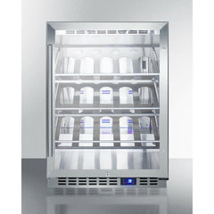 Summit 24" Wide Single Zone Outdoor Commercial Wine Cellar 20 Bottle Capacity, 3 Stainless Steel Shelves, Double-Pane Tempered Glass Door, LED Lighting, Digital Controls - SCR611GLOSCH - The Home Selection