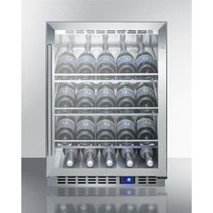 Summit 24" Wide Single Zone Outdoor Commercial Wine Cellar 20 Bottle Capacity, 3 Stainless Steel Shelves, Double-Pane Tempered Glass Door, LED Lighting, Digital Controls - SCR611GLOSCH - The Home Selection