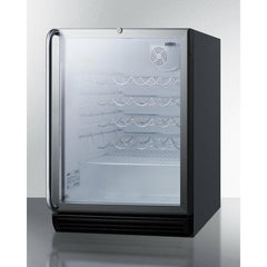 Summit 24" Wide Wine Cellar, ADA Compliant with 36 Bottle Capacity, Right Hinge, Glass Door, With Lock, 4 Adjustable Wine Racks, Analog Control, LED Light, Compressor Cooling, Vibration-Free, ETL Approved, CFC Free - SWC6GBL - The Home Selection