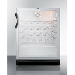 Summit 24" Wide Wine Cellar, ADA Compliant with 36 Bottle Capacity, Right Hinge, Glass Door, With Lock, 4 Adjustable Wine Racks, Analog Control, LED Light, Compressor Cooling, Vibration-Free, ETL Approved, CFC Free - SWC6GBL - The Home Selection