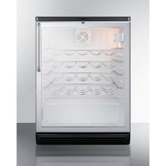 Summit 24" Wide Wine Cellar with 36-50 Bottles Bottle Capacity, Right Hinge, Glass Door, With Lock, 4 Adjustable Wine Racks, Analog Control, LED Light, Compressor Cooling - SWC6GBL - The Home Selection