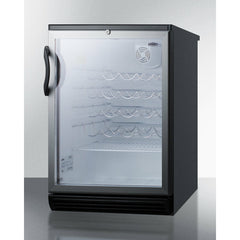 Summit 24" Wide Wine Cellar with 36 Bottle Capacity, Right Hinge, Glass Door, With Lock, 4 Adjustable Wine Racks, Analog Control, Compressor Cooling, CFC Free, Automatic Defrost - SWC6GBL - The Home Selection