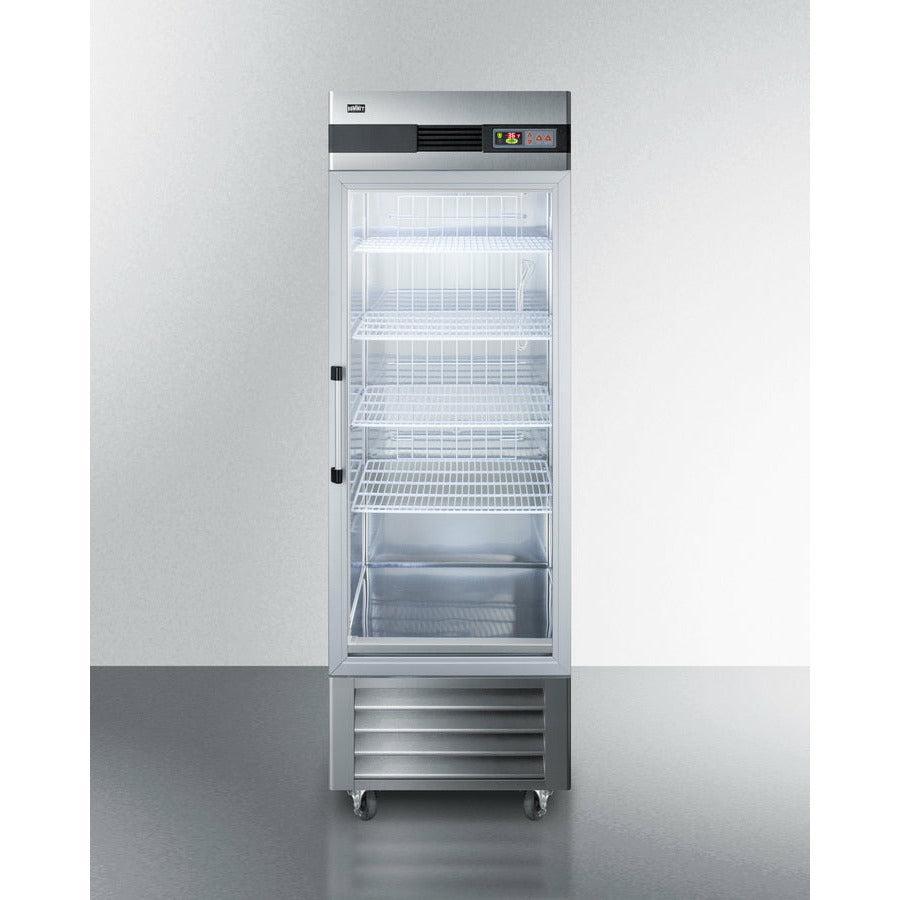Summit 28" Reach-In Refrigerator with 23 cu. ft. Capacity, Automatic Defrost with Adjustable Cycle Defrost, Temperature Alarm, Open Door Alarm, Microprocessor Control Panel - SCR23SSG - The Home Selection
