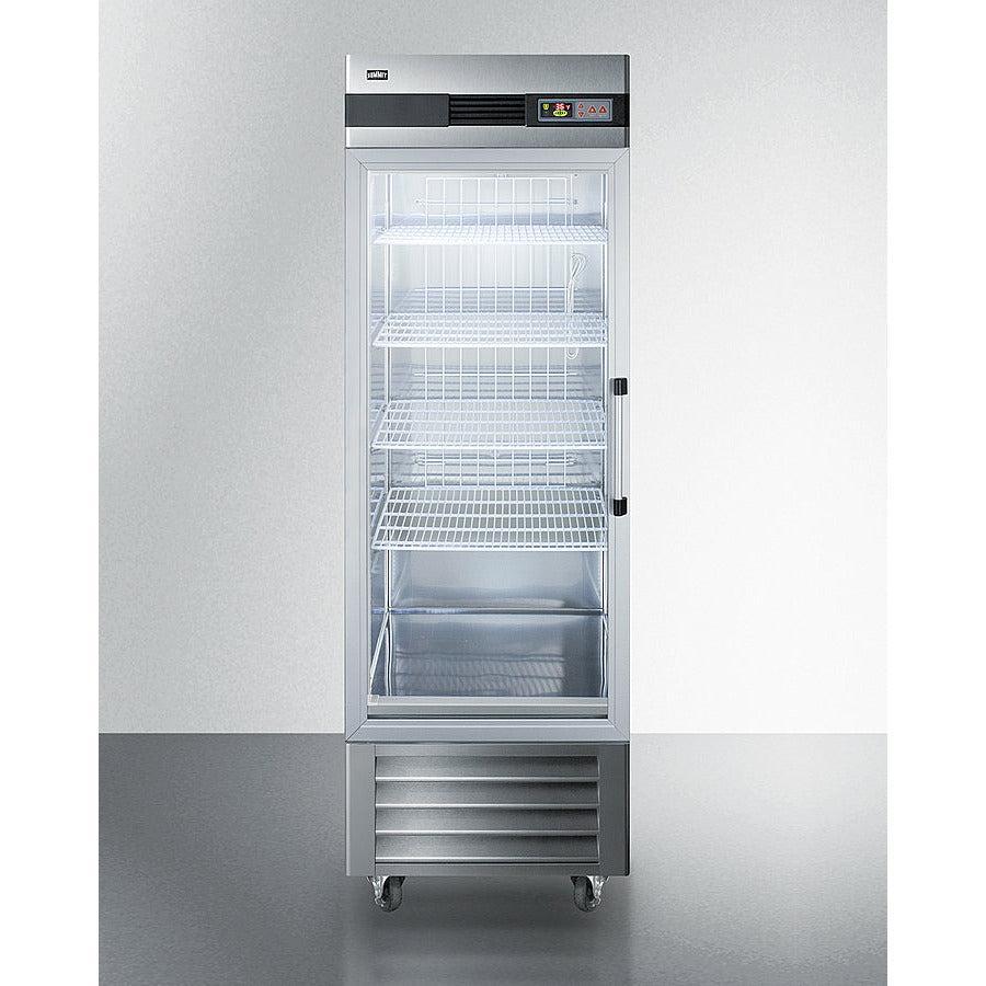 Summit 28" Reach-In Refrigerator with 23 cu. ft. Capacity, Automatic Defrost with Adjustable Cycle Defrost, Temperature Alarm, Open Door Alarm, Microprocessor Control Panel - SCR23SSG - The Home Selection