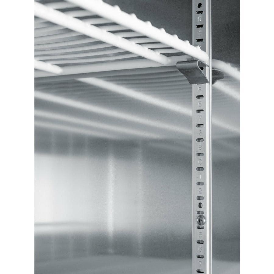 Summit 28" Reach-In Refrigerator with 23 cu. ft. Capacity, Automatic Defrost with Adjustable Cycle Defrost, Temperature Alarm, Open Door Alarm, Microprocessor Control Panel - SCR23SSG - The Home Selection