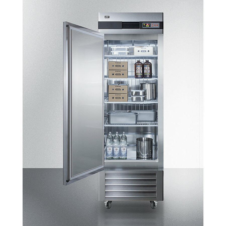 Summit 28" Reach-In Refrigerator with 23.0 Cu. Ft. Capacity, Self Closing Door, Door Alarm, Temperature Alarm, Lock, Adjustable Wire Shelves - SCRR232 - The Home Selection