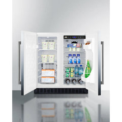 Summit 30" Side-by-Side Compact Refrigerator and Freezer with 5.4 Cu. ft. Capacity; LED lighting; Frost Free OPERATION - FFRF3075W - The Home Selection