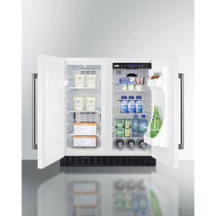 Summit 30" Side-by-Side Compact Refrigerator and Freezer with 5.4 Cu. ft. Capacity; LED lighting; Frost Free OPERATION - FFRF3075W - The Home Selection