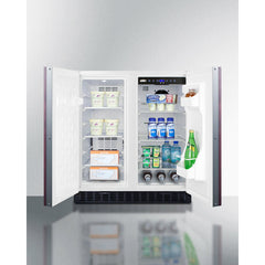 Summit 30" Side-by-Side Compact Refrigerator and Freezer with 5.4 Cu. ft. Capacity; LED lighting; Frost Free OPERATION - FFRF3075W - The Home Selection