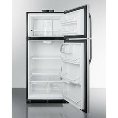 Summit 30" Top Freezer Refrigerator with 18 cu. ft. Total Capacity, Adjustable Thermostat and Shelves, CFC Free, High/Low Temperature Alarm, NIST Calibrated Temperature Display, Sealed Back, Gallon Door Bin, CARB Compliant in Stainless look - BKRF18PL - The Home Selection