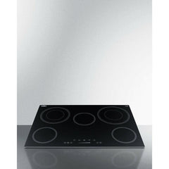 Summit 30" Wide 208-240V 5-Burner Radiant Cooktop with 5 Elements, Hot Surface Indicator, ADA Compliant, ETL Safety Listed, Child Lock, ETL, Residual Heat Indicator Light, Digital Touch Controls, EuroKera Glass Surface - CR5B30T - The Home Selection
