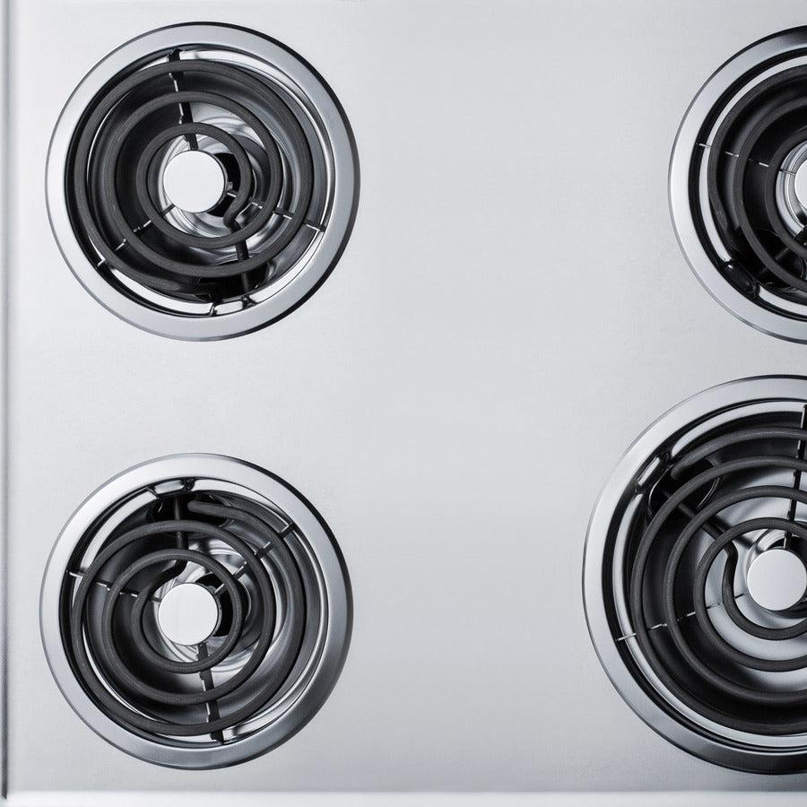 Summit 30" Wide 230V 4-Burner Coil Cooktop with 4 Elements, Hot Surface Indicator, UL Safety Listed, UL Listed - ZEL05 - The Home Selection