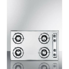 Summit 30" Wide 4-Burner Gas Cooktop with 4 Open Burners, in Brushed Chrome - ZNL05 - The Home Selection