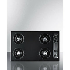 Summit 30" Wide 4-Burner Gas Cooktop with 4 Open Burners, Porcelainized Cooking Surface in Black - TNL05 - The Home Selection