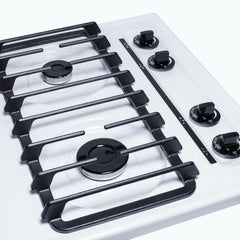 Summit 30" Wide 4-Burner Gas Cooktop with 4 Sealed Burners, Cast Iron Grates, Porcelainized Cooking Surface in White - WTL053S - The Home Selection