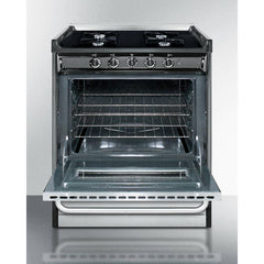 Summit 30" Wide Gas Range, Open Burners with Natural Gas, 4 Open Burners, 3.69 cu. ft. Total Oven Capacity, Viewing Window, Broiler Drawer - TNM2 - The Home Selection