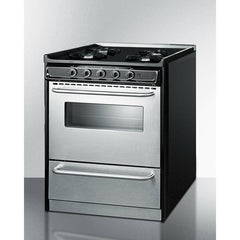 Summit 30" Wide Gas Range, Open Burners with Natural Gas, 4 Open Burners, 3.69 cu. ft. Total Oven Capacity, Viewing Window, Broiler Drawer - TNM2 - The Home Selection