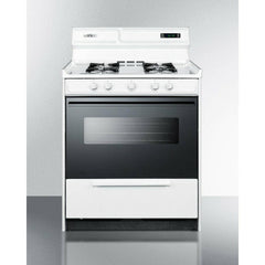 Summit 30" Wide Gas Range with Manual Clean, Black Glass See-Thru Door, Electronic Ignition and Clock w/ Timer - WNM2307 - The Home Selection