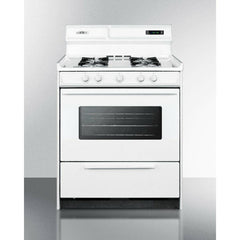 Summit 30" Wide Gas Range with Manual Clean, Black Glass See-Thru Door, Electronic Ignition and Clock w/ Timer - WNM2307 - The Home Selection