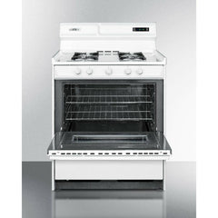 Summit 30" Wide Gas Range with Manual Clean, Black Glass See-Thru Door, Electronic Ignition and Clock w/ Timer - WNM2307 - The Home Selection