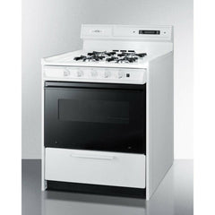 Summit 30" Wide Gas Range with Manual Clean, Black Glass See-Thru Door, Electronic Ignition and Clock w/ Timer - WNM2307 - The Home Selection