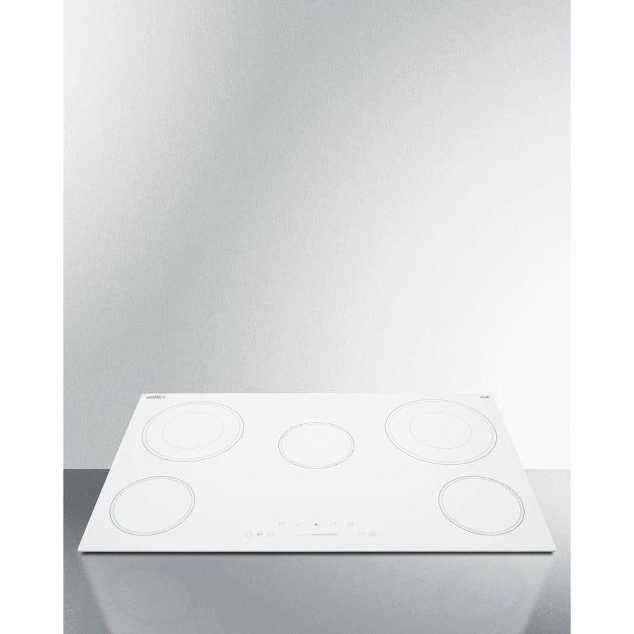 Summit 36" Wide 208-240V 5-Burner Radiant Cooktop with 5 Elements, Hot Surface Indicator, ADA Compliant, ETL Safety Listed, Child Lock, Residual Heat Indicator Light, Digital Touch Controls, EuroKera Glass Surface - CR5B36T - The Home Selection