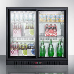Summit 36" Wide Beverage Center with Back Bar Design, Sliding Glass Doors, Factory-Installed Lock, Internal Fan, Automatic Defrost, Digital Thermostat - SCR700B - The Home Selection